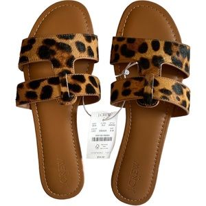 J CREW NWT calf hair leopard print sandals size 8